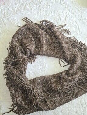2 Chic Metallic Brown Fringe Infinity Wrap Scarf